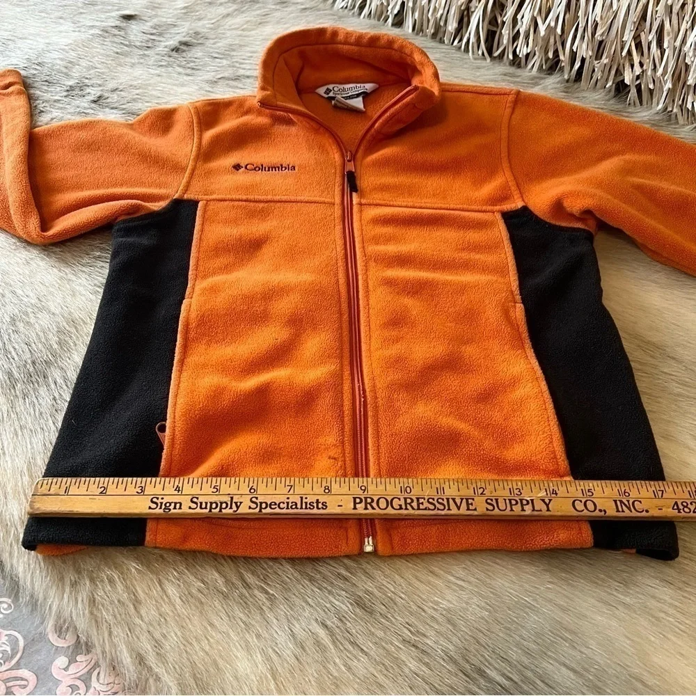 Vintage COLUMBIA Y2K Zip Up Fleece Orange Black (10-12 L Kids) XS Adult